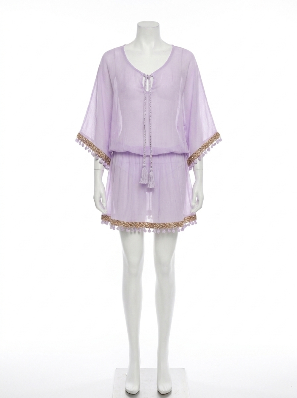 NEW SHIRALEAH dede lightweight tassel fringe swimsuit cover up in lilac